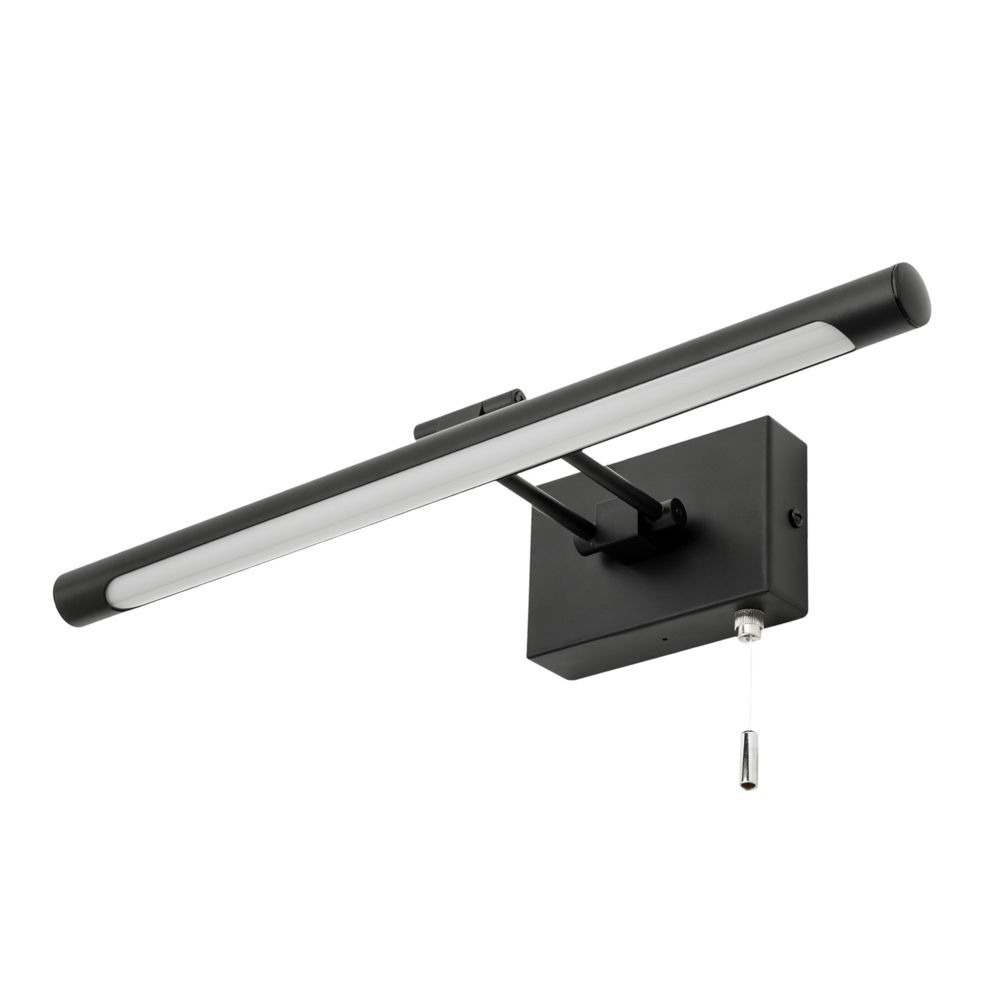 IP44 Rated Picture Wall Light with Pull Cord - Matte Black
