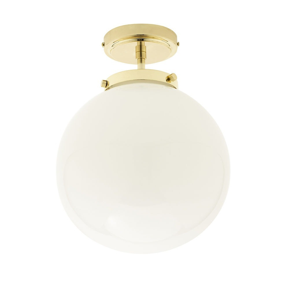 Preston 1 Light Bathroom Semi Flush Globe Ceiling Light - Brass