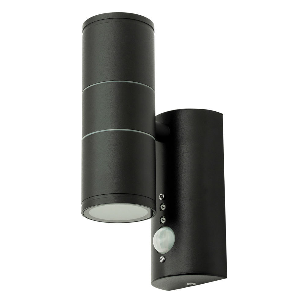 Irela 2 Light Up and Down Outdoor Wall Light with PIR Sensor - Black