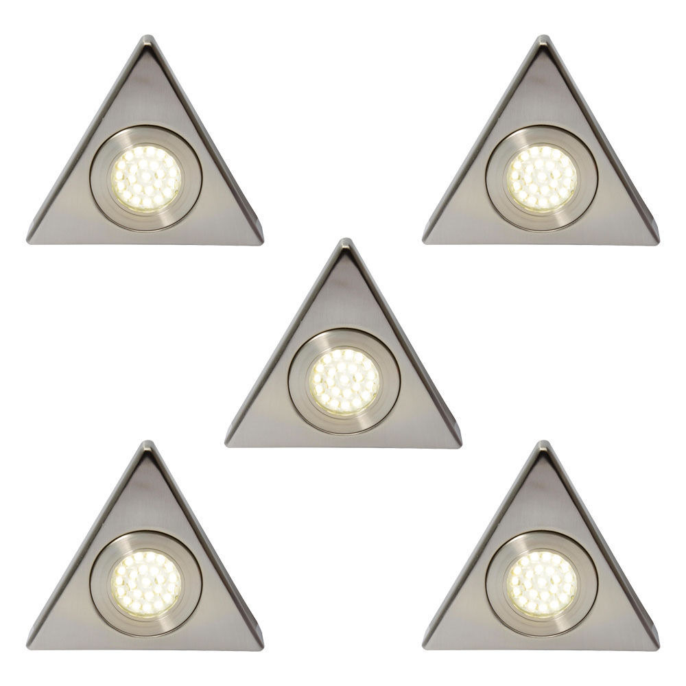 Pack of 5 Scott Triangular Natural White LED Under Kitchen Cabinet Light - Satin Nickel