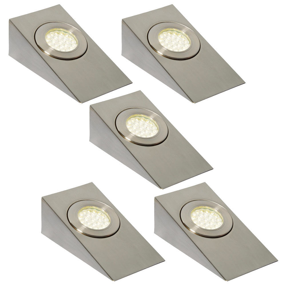 Pack of 5 Lago LED Wedge Cabinet Light in Satin Nickel