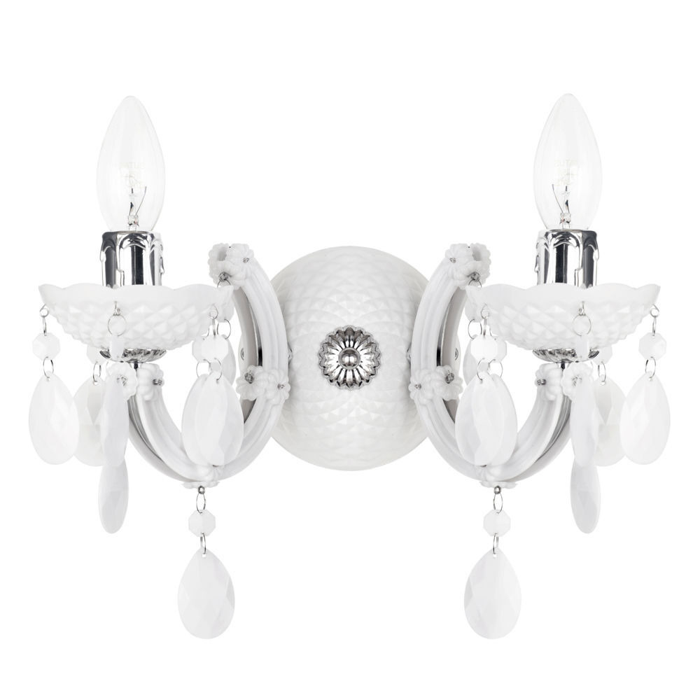 Marie Therese 2 Arm Wall Light Chandelier - White with FREE LED Bulbs