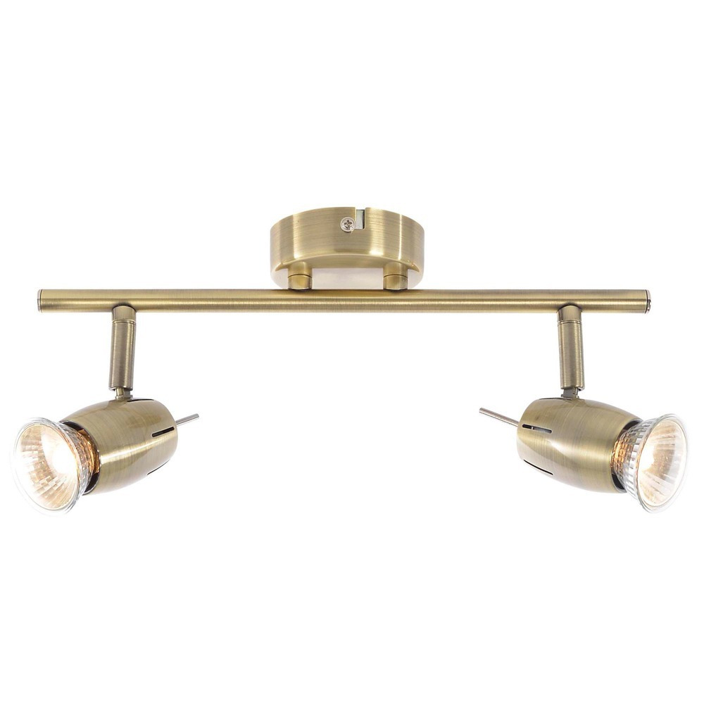Frank 2 Light Adjustable Ceiling Spotlight Bar - Antique Brass