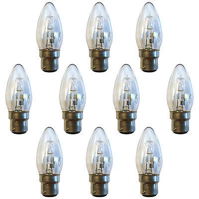 10 Pack of 28 Watt B22 Bayonet Cap ECO Candle Light Bulbs - Clear