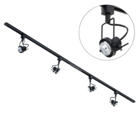 2 metre Track Light Kit with 4 Greenwich Heads and LED Bulbs - Black - thumbnail 1