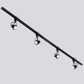 2 metre Track Light Kit with 4 Greenwich Heads and LED Bulbs - Black - thumbnail 2