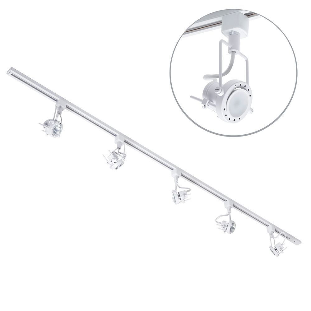 2 metre Track Light Kit with 5 Greenwich Heads and LED Bulbs - White - image 1