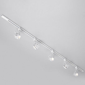 2 metre Track Light Kit with 5 Greenwich Heads and LED Bulbs - White - thumbnail 2