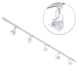 2 metre Track Light Kit with 5 Greenwich Heads and LED Bulbs - White - thumbnail 1