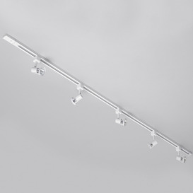 2 metre Track Light Kit with 5 Harlem Heads and LED Bulbs - White - thumbnail 3