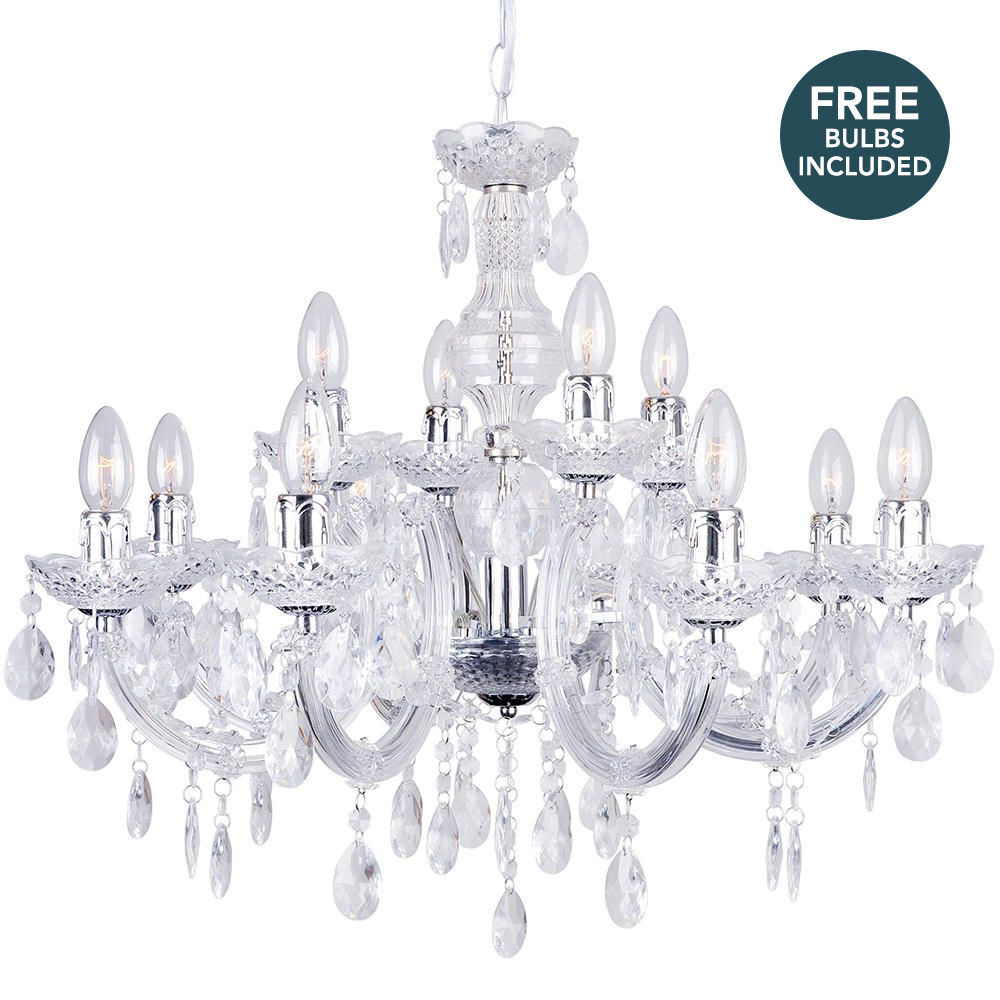Marie Therese 12 Light Dual Mount Chandelier - Chrome with LED Bulbs - image 1