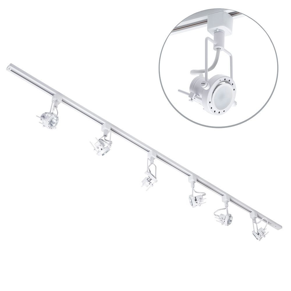 2 metre Track Light Kit with 6 Greenwich Heads and LED Bulbs - White - image 1