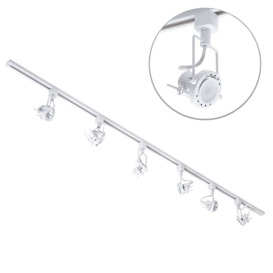 2 metre Track Light Kit with 6 Greenwich Heads and LED Bulbs - White - thumbnail 1