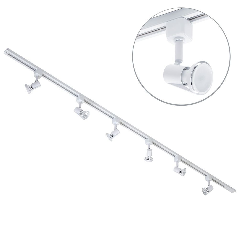 2 metre Track Light Kit with 6 Harlem Heads and LED Bulbs - White - image 1