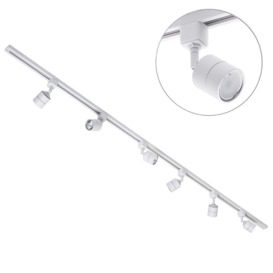 2 metre Track Light Kit with 6 Soho Heads and LED Bulbs - White