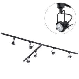 3 metre T Shape Track Light Kit with 6 Greenwich Heads and LED Bulbs - Black - thumbnail 1