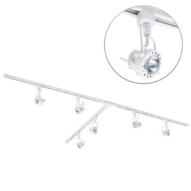 3 metre T Shape Track Light Kit with 6 Greenwich Heads and LED Bulbs - White - thumbnail 1