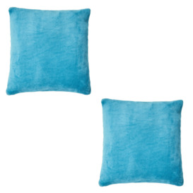 2 Pack of Microfleece Square Cushion - Teal