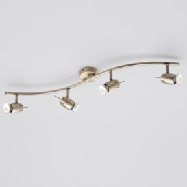 Frank 4 Light Wavy Ceiling Spotlight Bar with Free LED's - Antique Brass - thumbnail 2