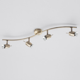 Frank 4 Light Wavy Ceiling Spotlight Bar with Free LED's - Antique Brass - thumbnail 3