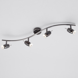 Frank 4 Light Wavy Ceiling Spotlight Bar with Free LED's - Black Nickel - thumbnail 2