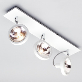 Rosco 3 Light Parabolic Rectangular Ceiling Spotlight Plate with LED Bulbs - White - thumbnail 2