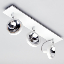 Rosco 3 Light Parabolic Rectangular Ceiling Spotlight Plate with LED Bulbs - White - thumbnail 3