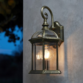2 Pack of Ledan 1 Light Outdoor Distressed Effect Lantern Wall Light - Antique Brass - thumbnail 2