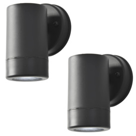 2 Pack of Hahn Outdoor Polycarbonate LED Single Up Or Down Wall Light - Black - thumbnail 1