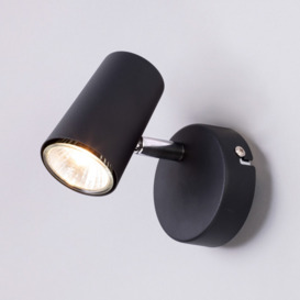 2 Pack of Chobham Industrial Style Single Adjustable Spotlight Wall Light - Black - thumbnail 2