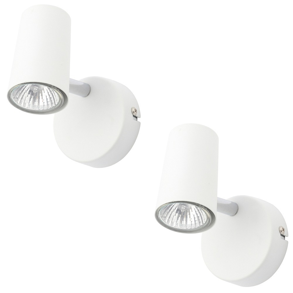 2 Pack of Chobham Industrial Style Single Adjustable Spotlight Wall Light - White - image 1