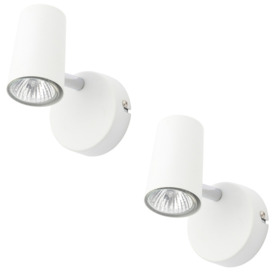 2 Pack of Chobham Industrial Style Single Adjustable Spotlight Wall Light - White - thumbnail 1