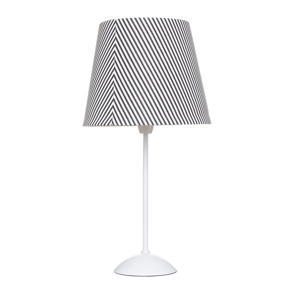 Stick Table Lamp with Diagonal Striped Shade - Black and White - image 1