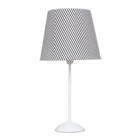 Stick Table Lamp with Diagonal Striped Shade - Black and White