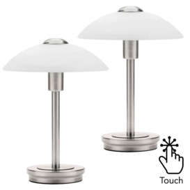 2 Pack of Alabaster Shade Touch Table Lamp - Satin Nickel - thumbnail 1