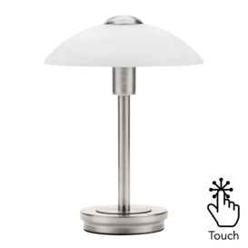 2 Pack of Alabaster Shade Touch Table Lamp - Satin Nickel - thumbnail 2