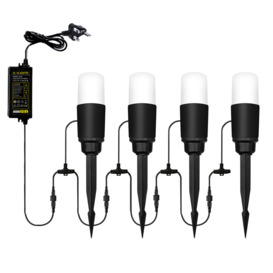 Sitka 4 x 3 Watt LED Outdoor Pathway Light Kit with Photocell Sensor - Black - thumbnail 1