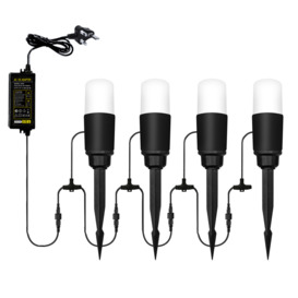 Sitka 4 x 3 Watt LED Outdoor Pathway Light Kit with Photocell Sensor - Black