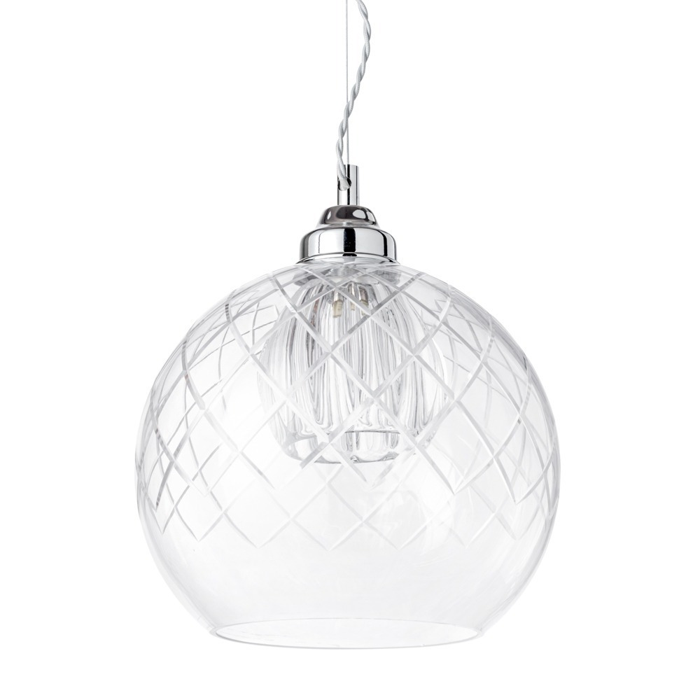 Ex Laura Ashley Ada Cut Glass Ceiling Pendant with LED Bulb - Chrome - image 1