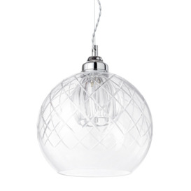 Ex Laura Ashley Ada Cut Glass Ceiling Pendant with LED Bulb - Chrome