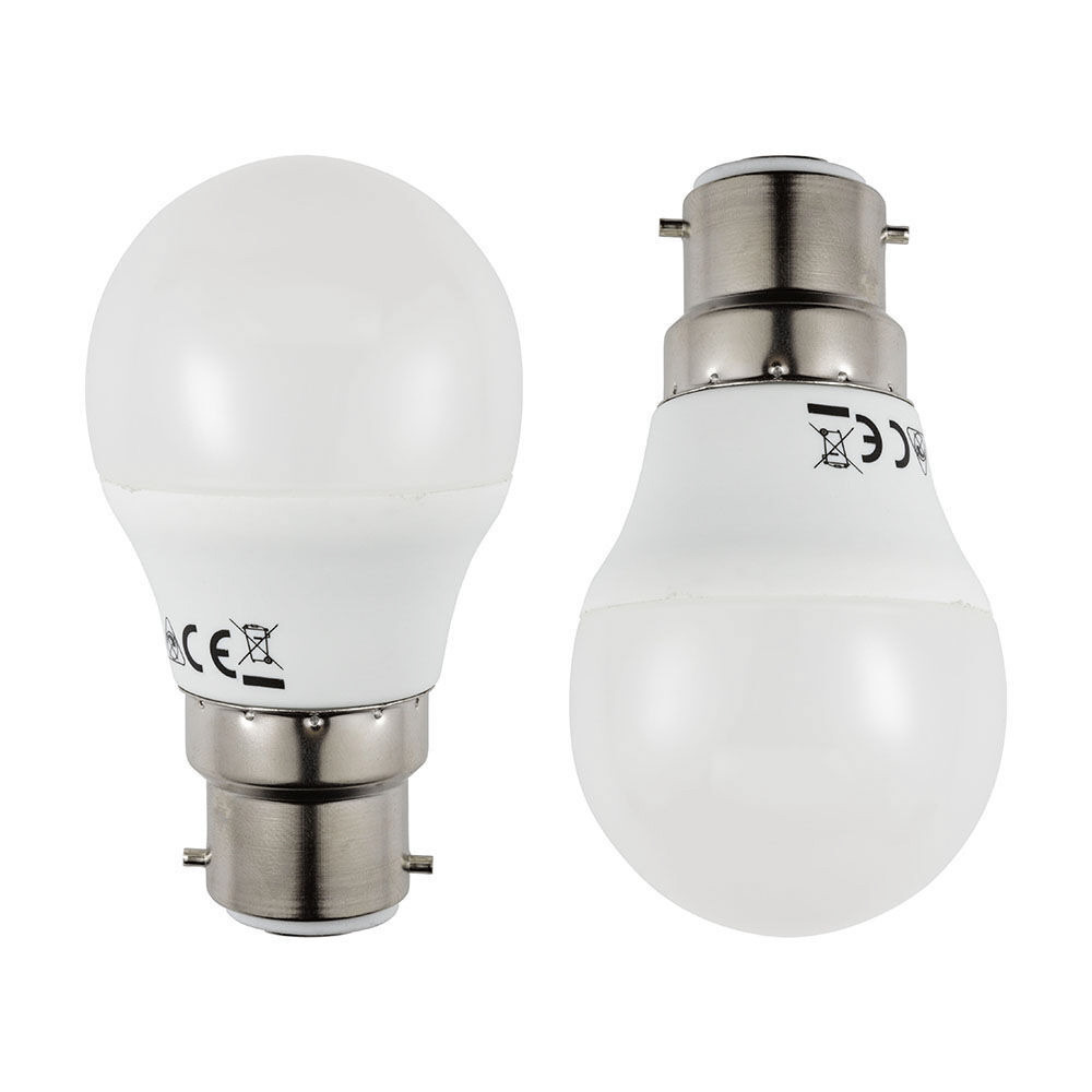 2 Pack of 6 Watt LED B22 Bayonet Cap Golf Ball Light Bulb - Warm White - image 1