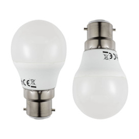 2 Pack of 6 Watt LED B22 Bayonet Cap Golf Ball Light Bulb - Warm White - thumbnail 1
