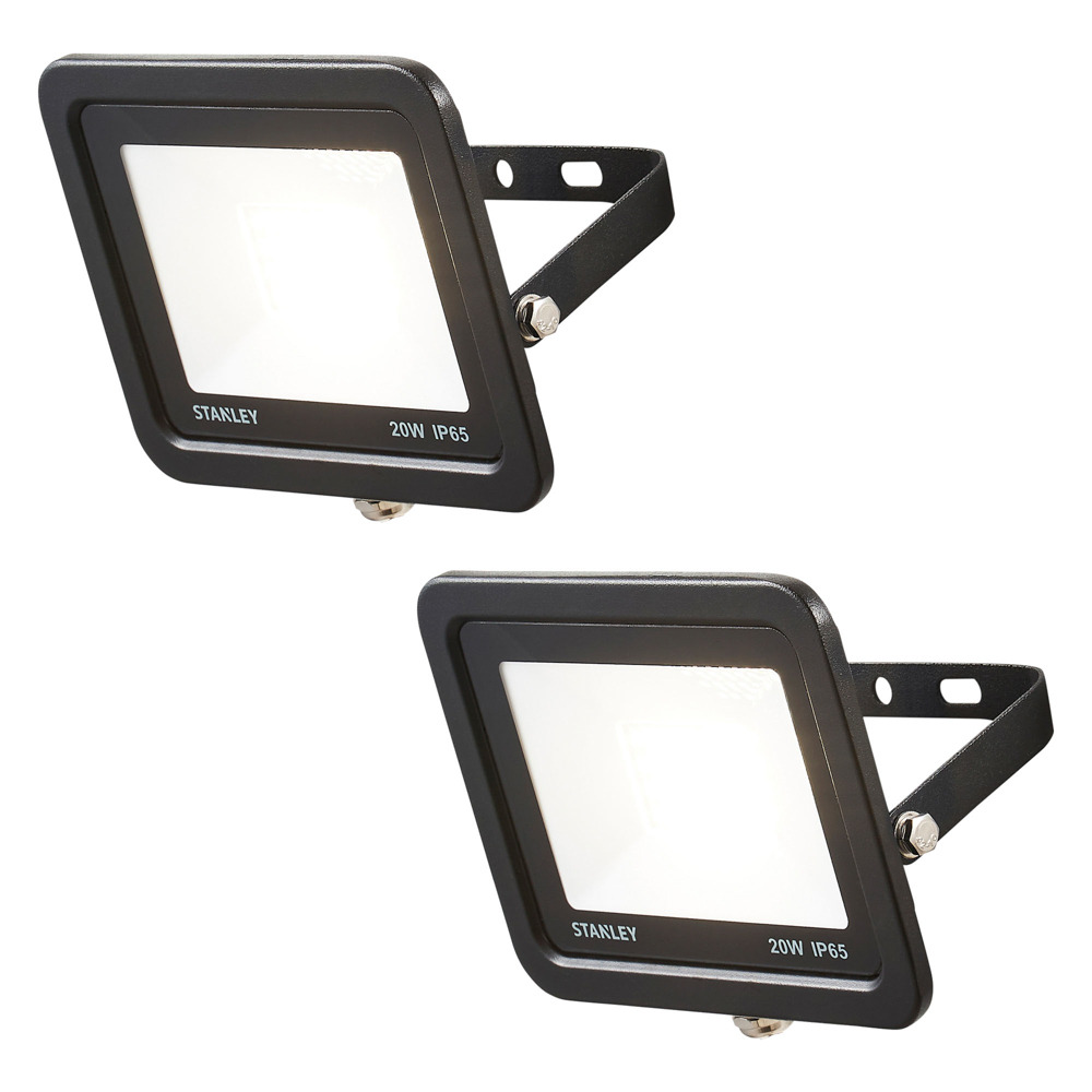 2 Pack of Stanley 20 Watt LED Slimline Outdoor Flood Light - Black - image 1