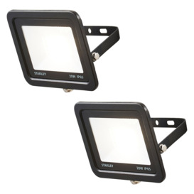 2 Pack of Stanley 20 Watt LED Slimline Outdoor Flood Light - Black