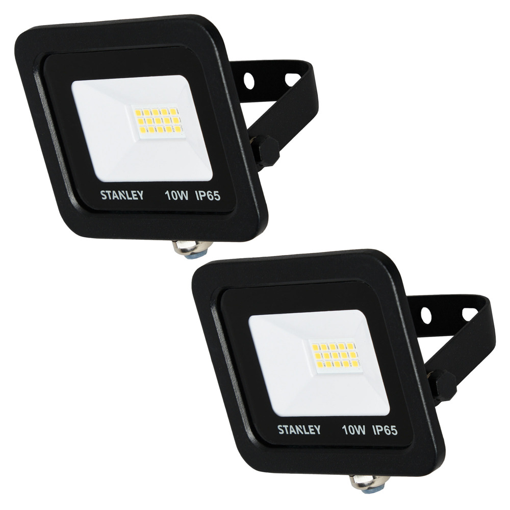 2 Pack of Stanley 10 Watt LED Slimline Outdoor Flood Light - Black - image 1