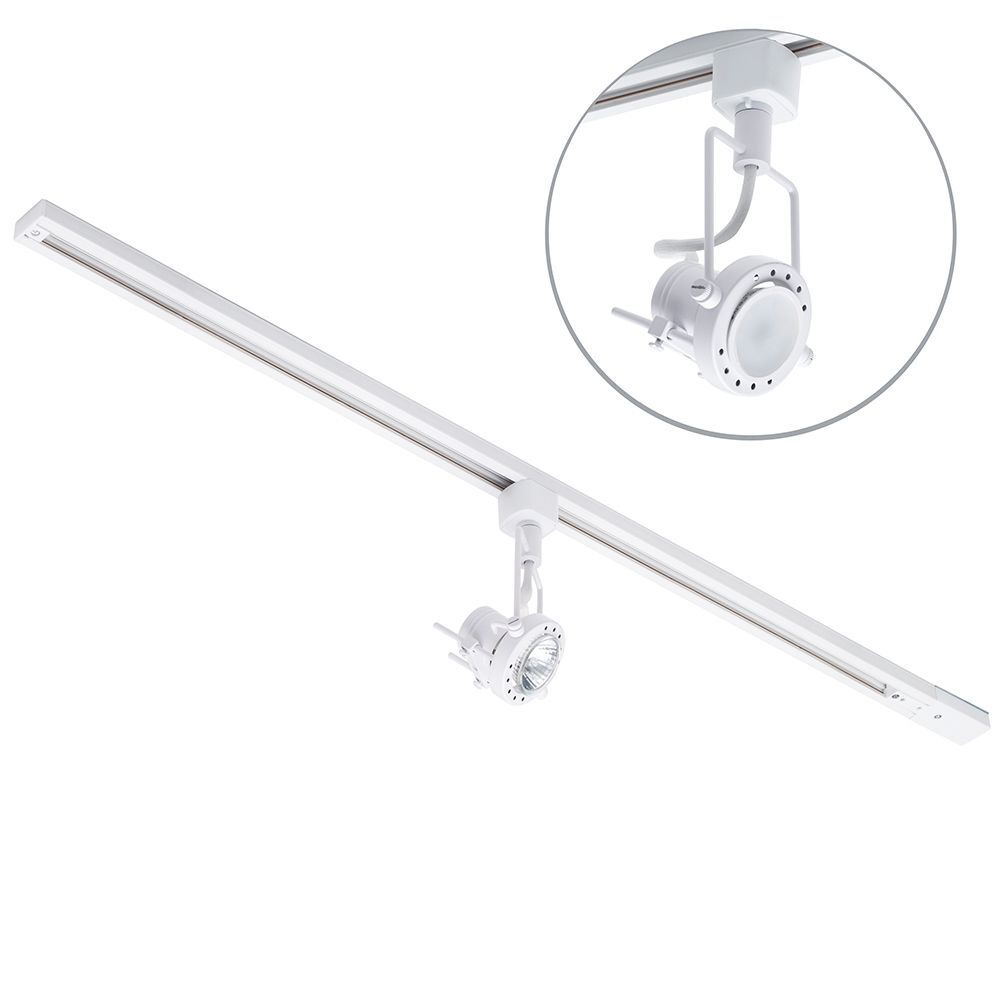 1 metre Track Light Kit with 1 Greenwich Heads and LED Bulbs - White - image 1