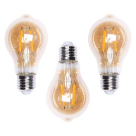 3 Pack of 4 Watt LED E27 Edison Screw Vintage Filament Light Bulb - Gold Tinted