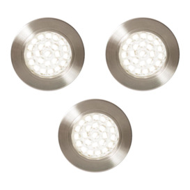 Pack of 3 Charles Circular Recessed Natural White LED Under Kitchen Cabinet Light - Satin Nickel - thumbnail 1