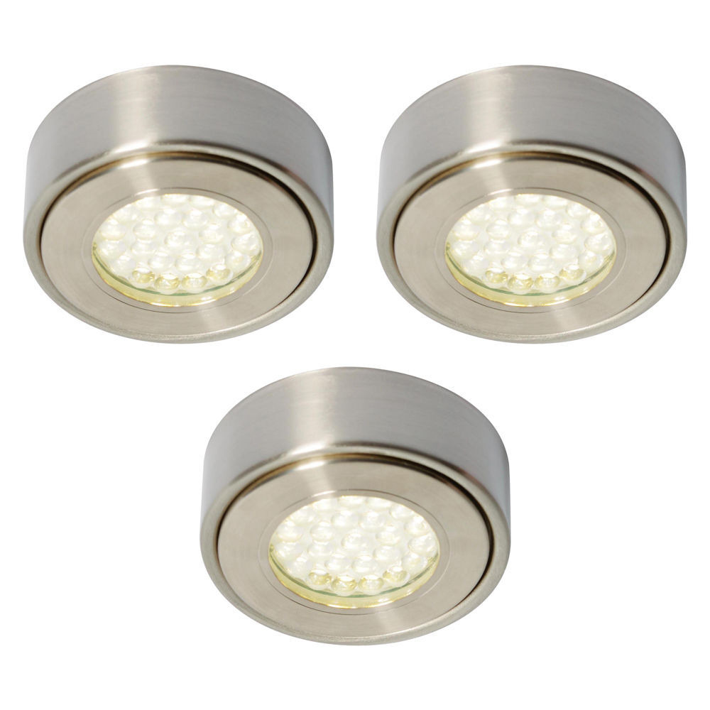 Pack of 3 Laghetto LED Circular Cabinet Light in Satin Nickel - image 1