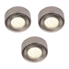 Pack of 3 Circular LED Under Cabinet Light Warm White - Satin Nickel - thumbnail 1